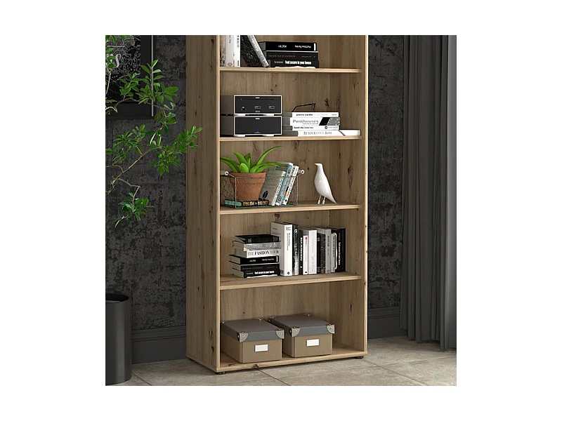 Bibliothèque / Étagère H. 198 x L. 74 cm décor chêne artisan - MARIA