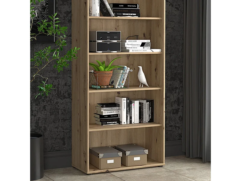 Bibliothèque / Étagère H. 198 x L. 74 cm décor chêne artisan - MARIA