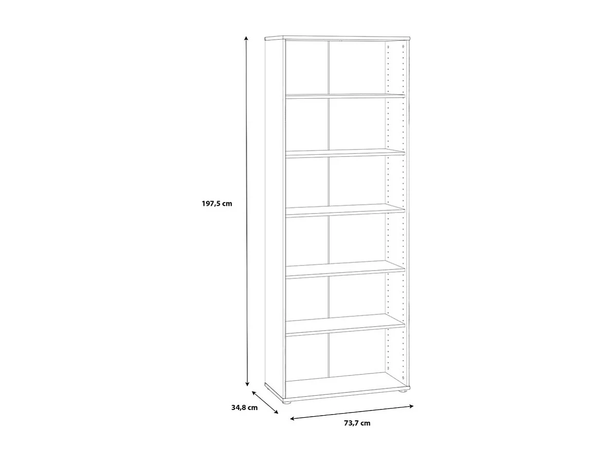 Bibliothèque / Étagère H. 198 x L. 74 cm décor chêne artisan - MARIA