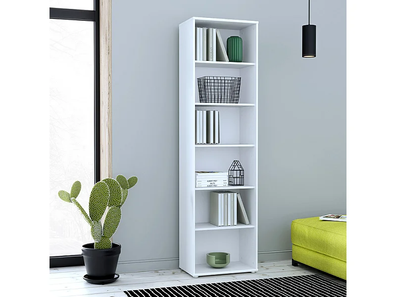 Bibliothèque / Étagère H. 198 x L. 54 cm décor blanc - MARIA