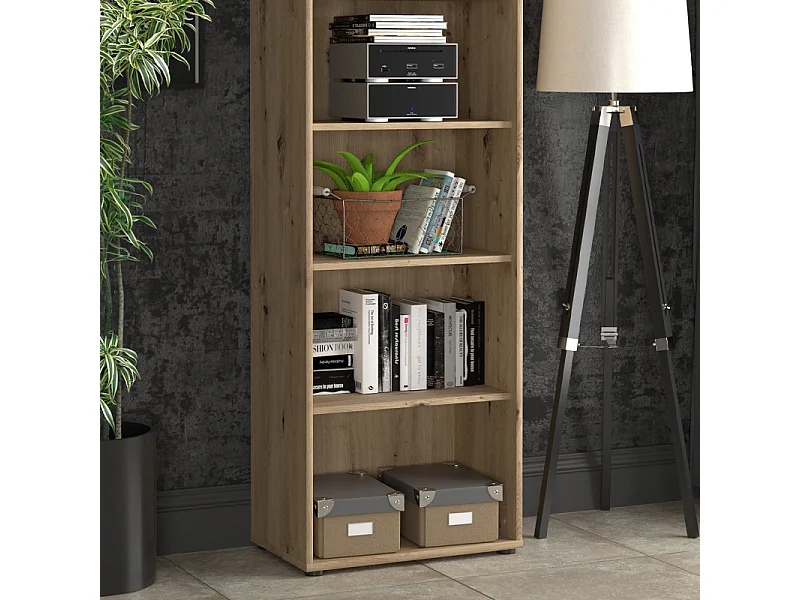 Bibliothèque / Étagère H. 198 x L. 54 cm décor chêne artisan - MARIA