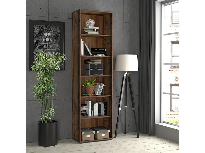 Bibliothèque / Étagère H. 198 x L. 54 cm décor bois vintage - MARIA