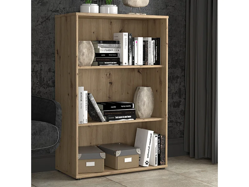 Bibliothèque / Étagère H. 111 x L. 74 cm décor chêne artisan - MARIA