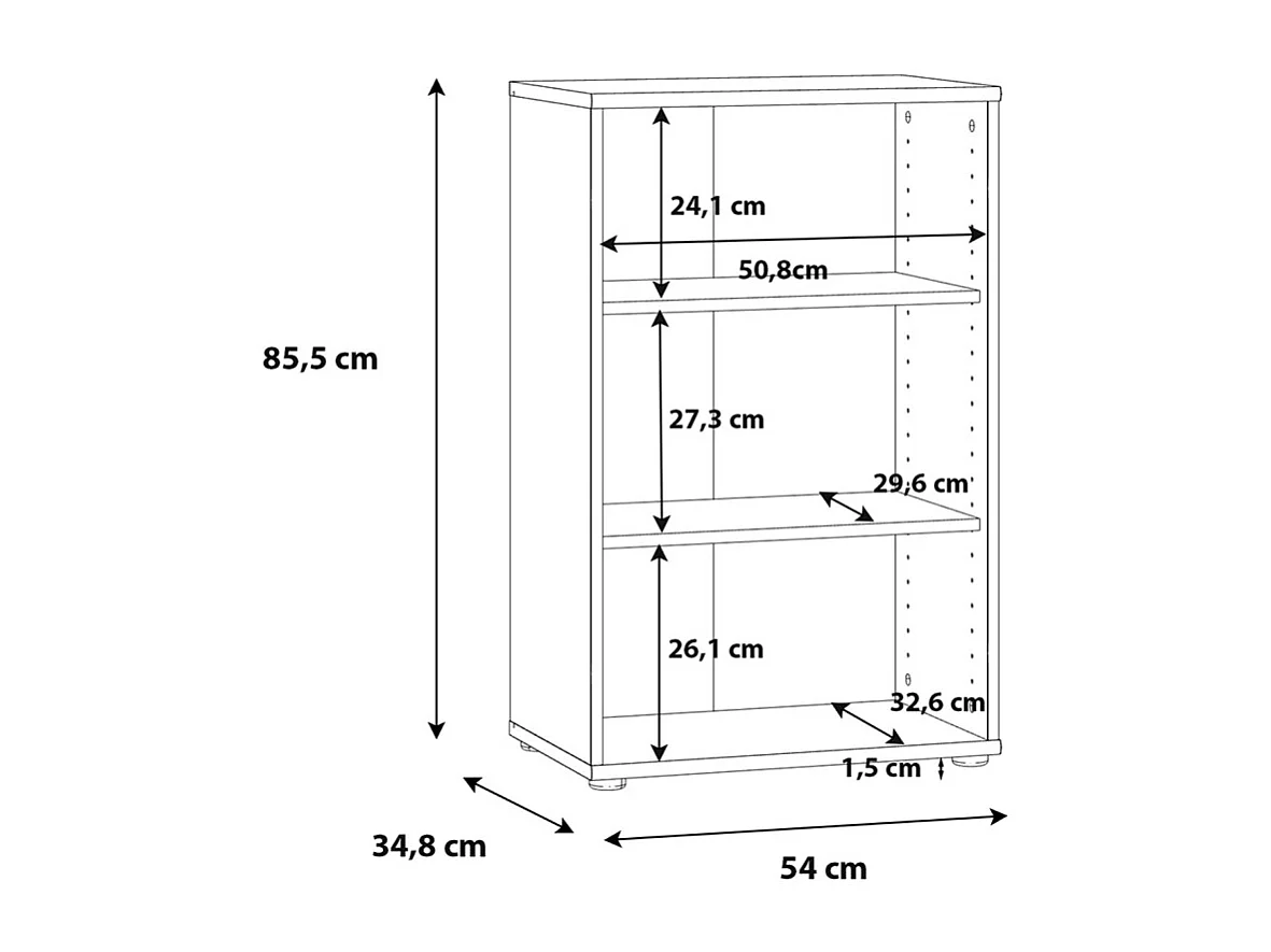 Bibliothèque / Étagère H. 86 x L. 54 cm décor chêne sonoma - MARIA