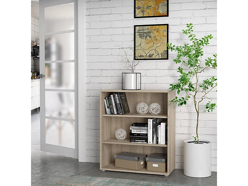 Bibliothèque / Étagère H. 86 x L. 74 cm décor chêne sonoma - MARIA