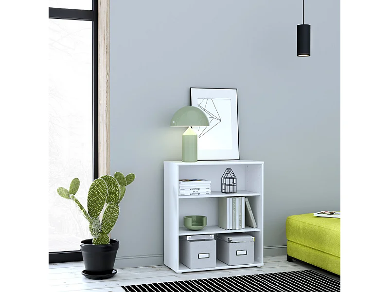 Bibliothèque / Étagère H. 86 x L. 74 cm décor blanc - MARIA