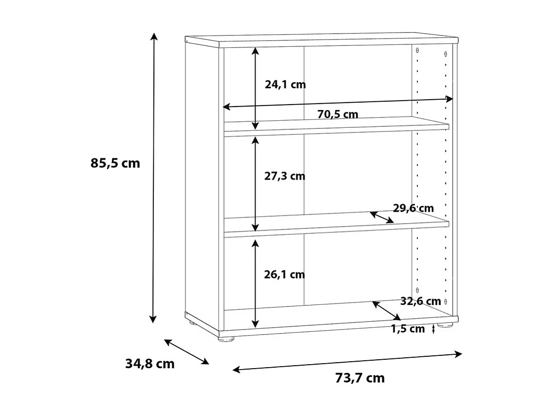 Bibliothèque / Étagère H. 86 x L. 74 cm décor blanc - MARIA