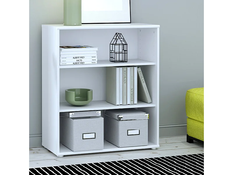 Bibliothèque / Étagère H. 86 x L. 74 cm décor blanc - MARIA