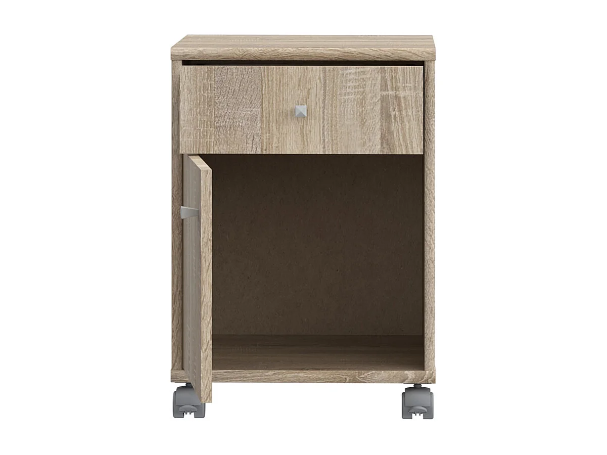 Caisson sur roulettes décor chêne sonoma et effet aluminium - MARIA