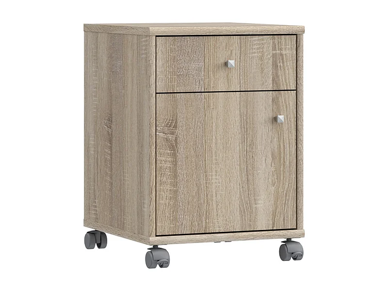 Caisson sur roulettes décor chêne sonoma et effet aluminium - MARIA