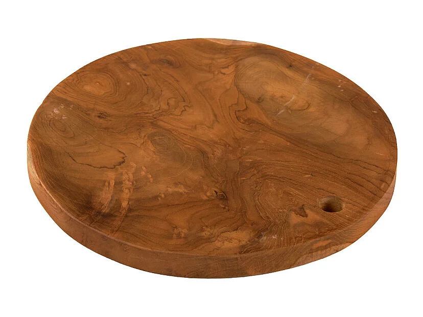 Planche à découper / plateau décoratif rond 30 cm bois de teck – NATE