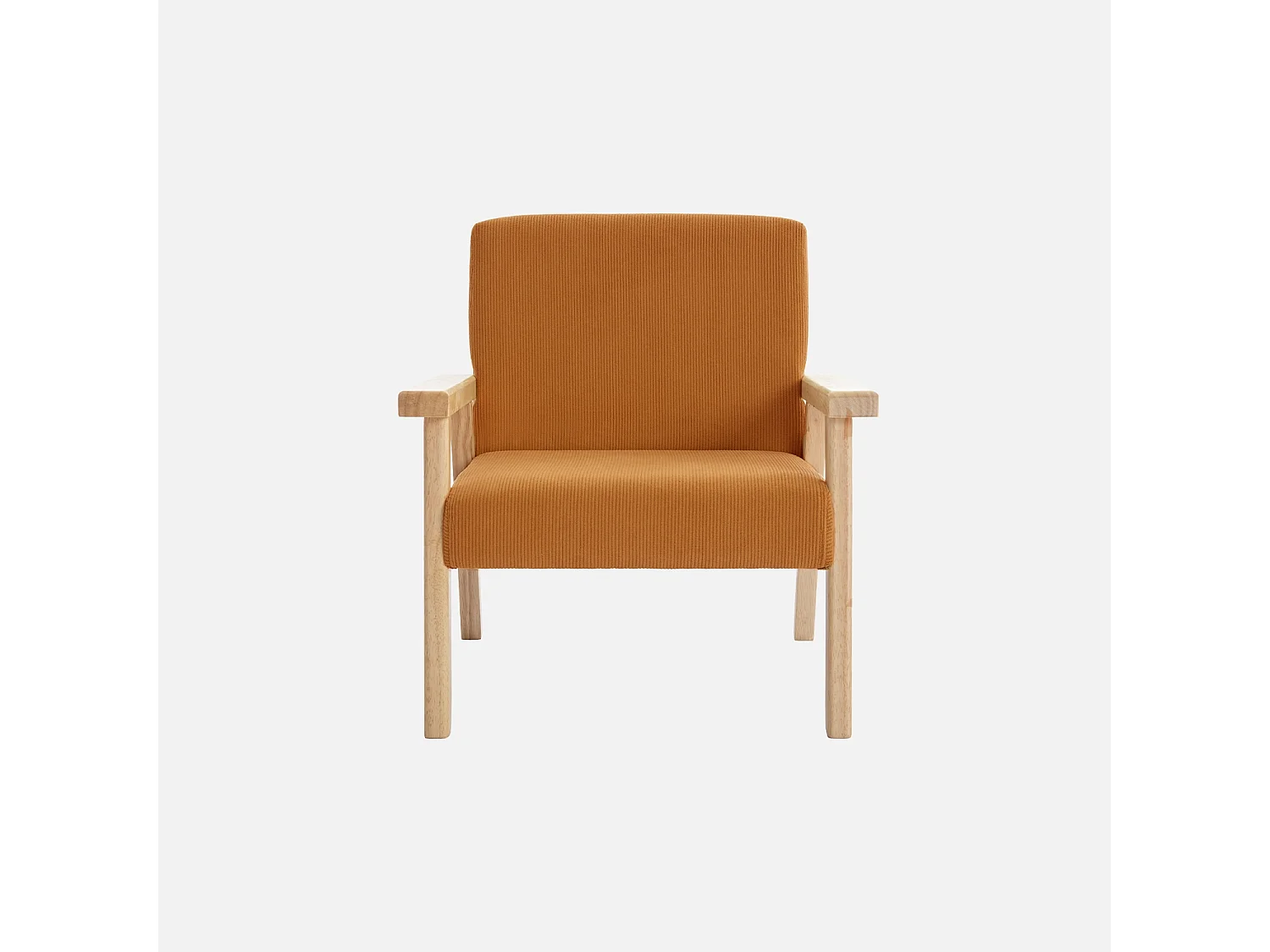Poltrona scandinava per bambini in velluto a coste e legno di hevea,