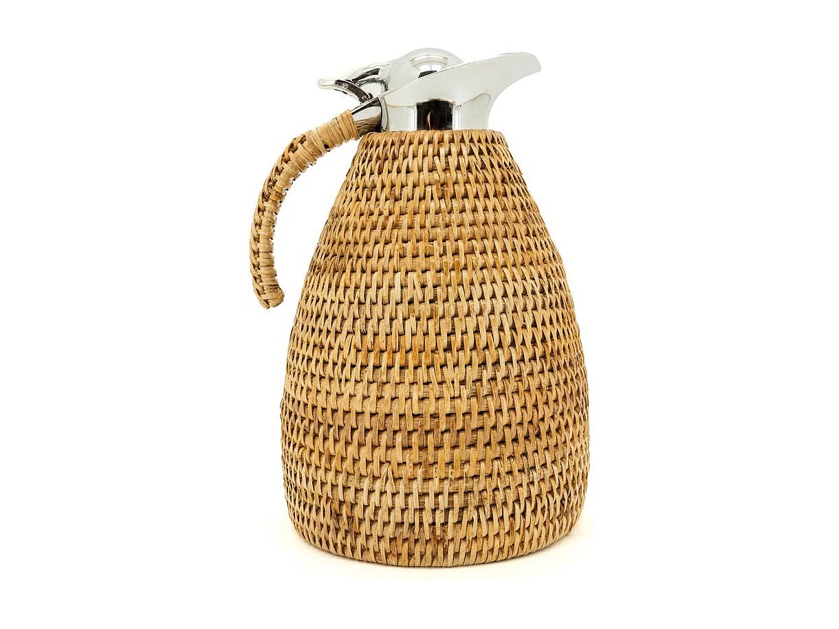 Thermos en inox et rotin