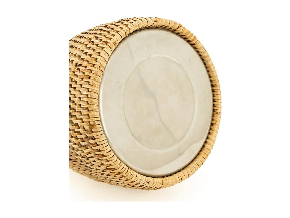 Thermos en inox et rotin