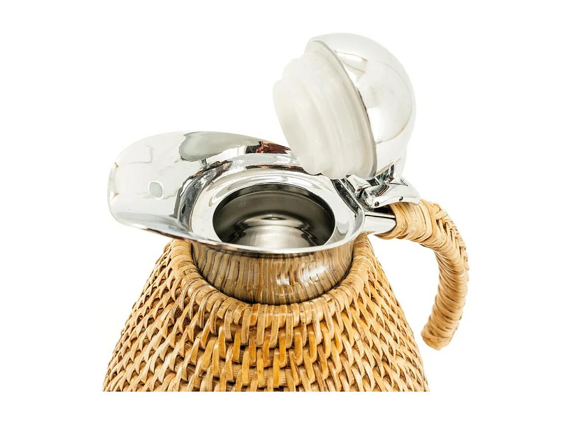 Thermos en inox et rotin