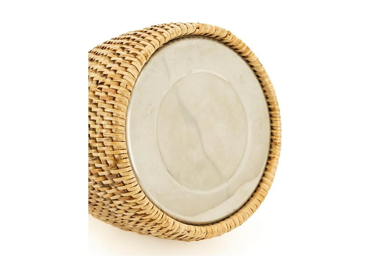 Thermos en inox et rotin