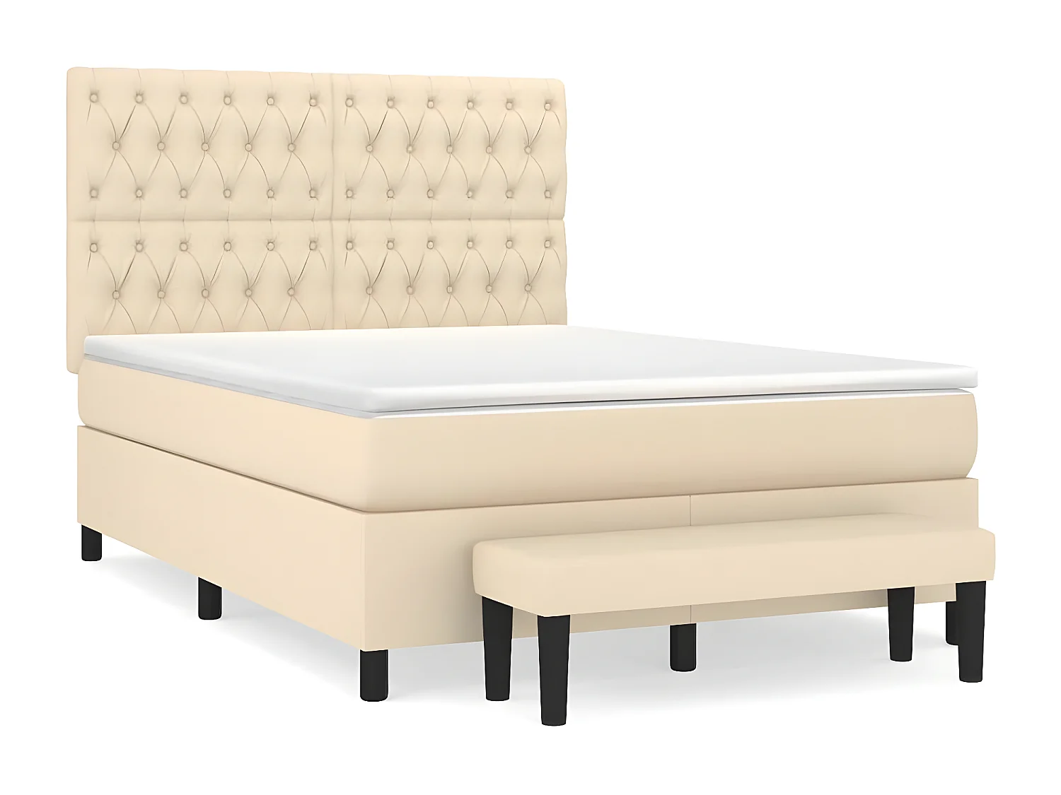 Lit à sommier tapissier avec matelas Crème 140x190 cm Tissu