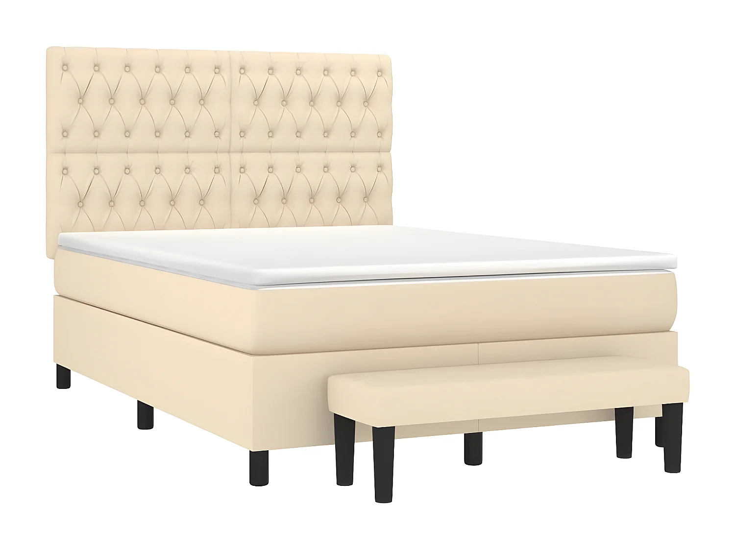 Lit à sommier tapissier avec matelas Crème 140x190 cm Tissu