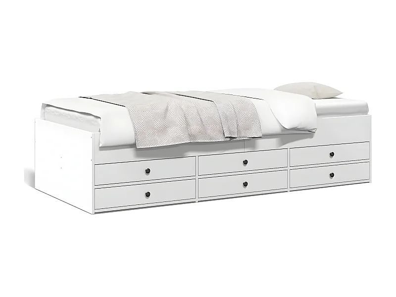 Sofá-cama c/ gavetas 100x200 cm derivados de madeira branco