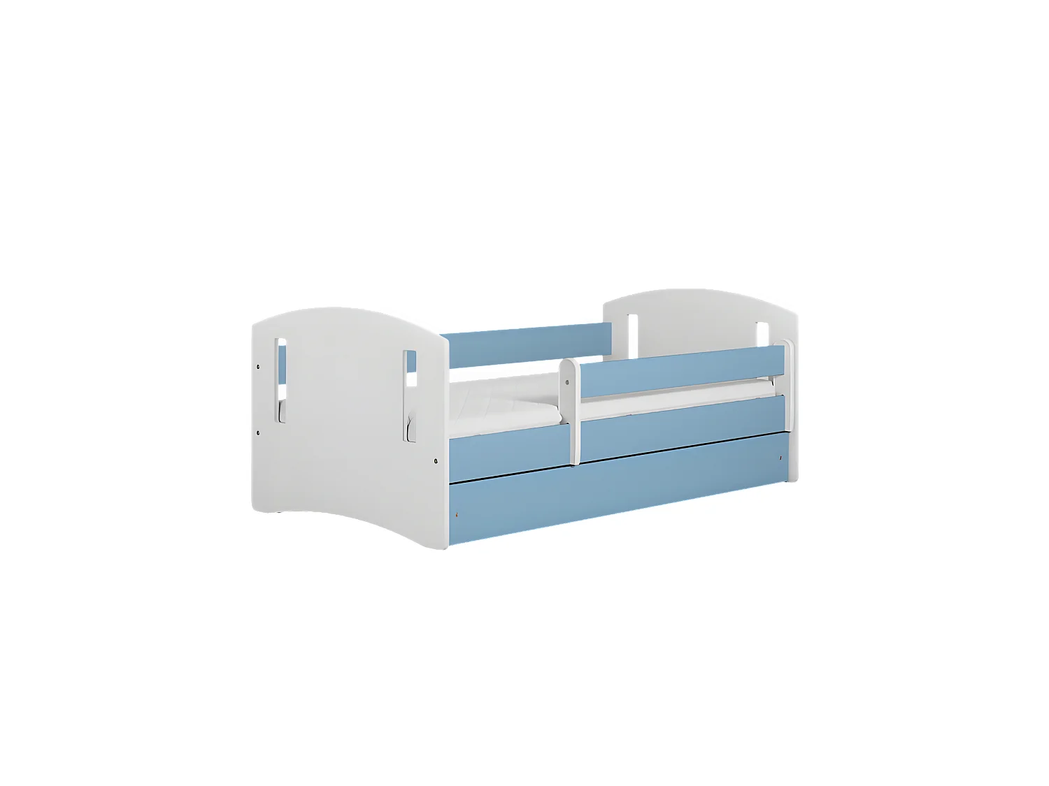 Lit classique 2 bleu avec tiroir sans matelas 140/80