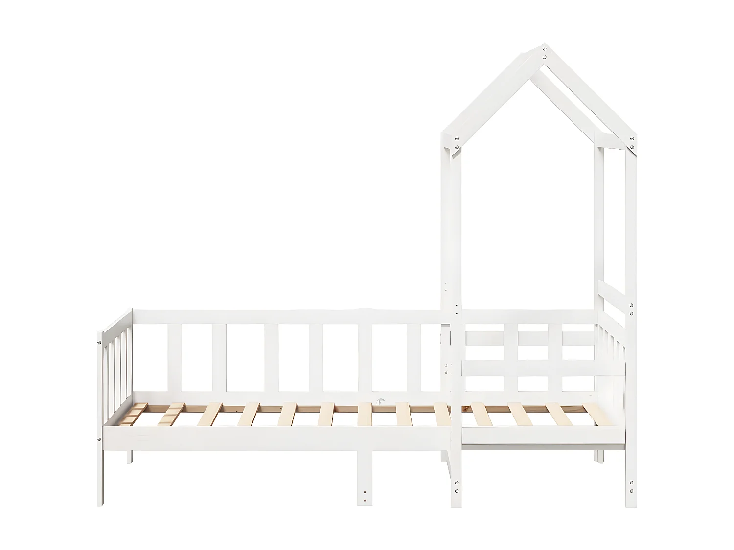 Conj. sofá-cama e banco c/ telhado 90x190cm pinho maciço branco