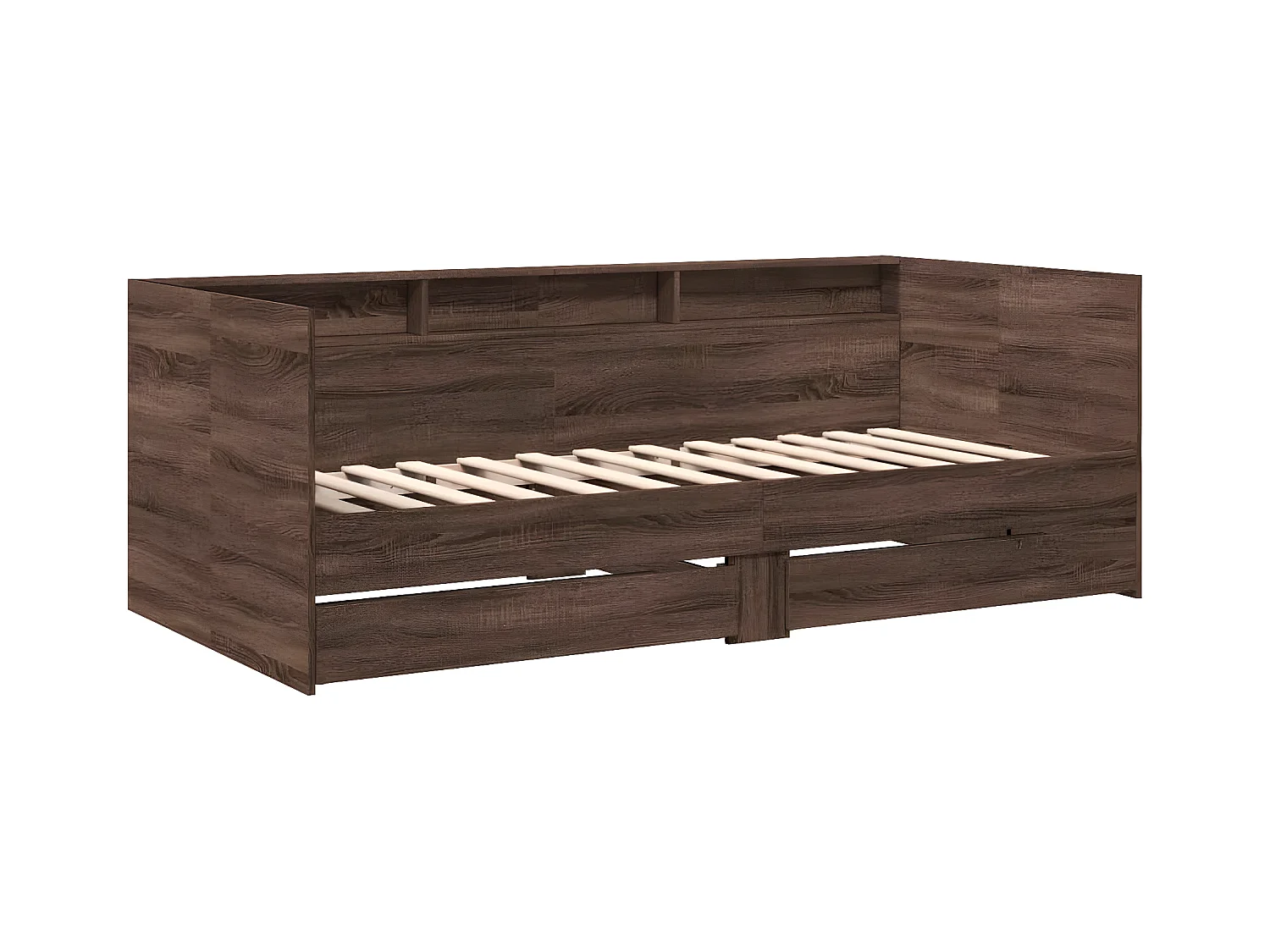 Lit de jour et tiroirs chêne marron 90x190 cm bois d'ingénierie