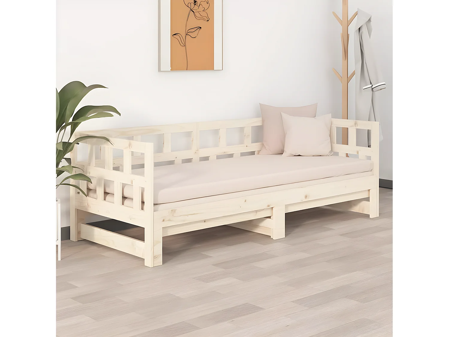 Sofá cama extraíble madera maciza de pino 2x(90x200) cm