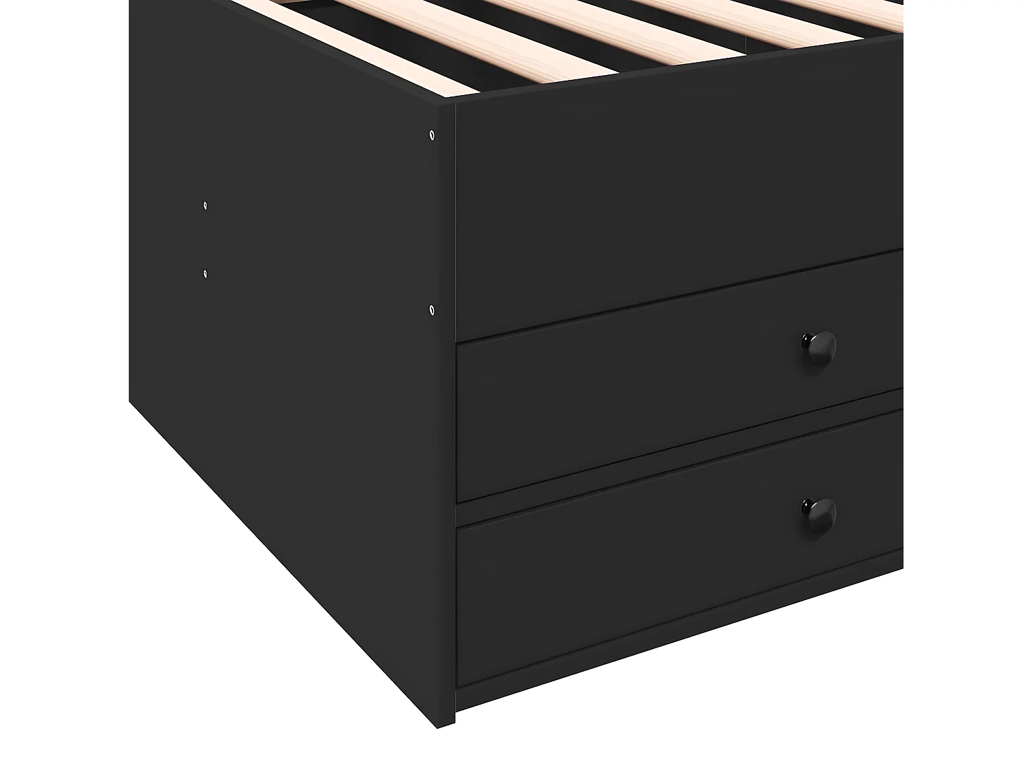 Tumbona con cajones madera de ingeniería negro 90x190 cm