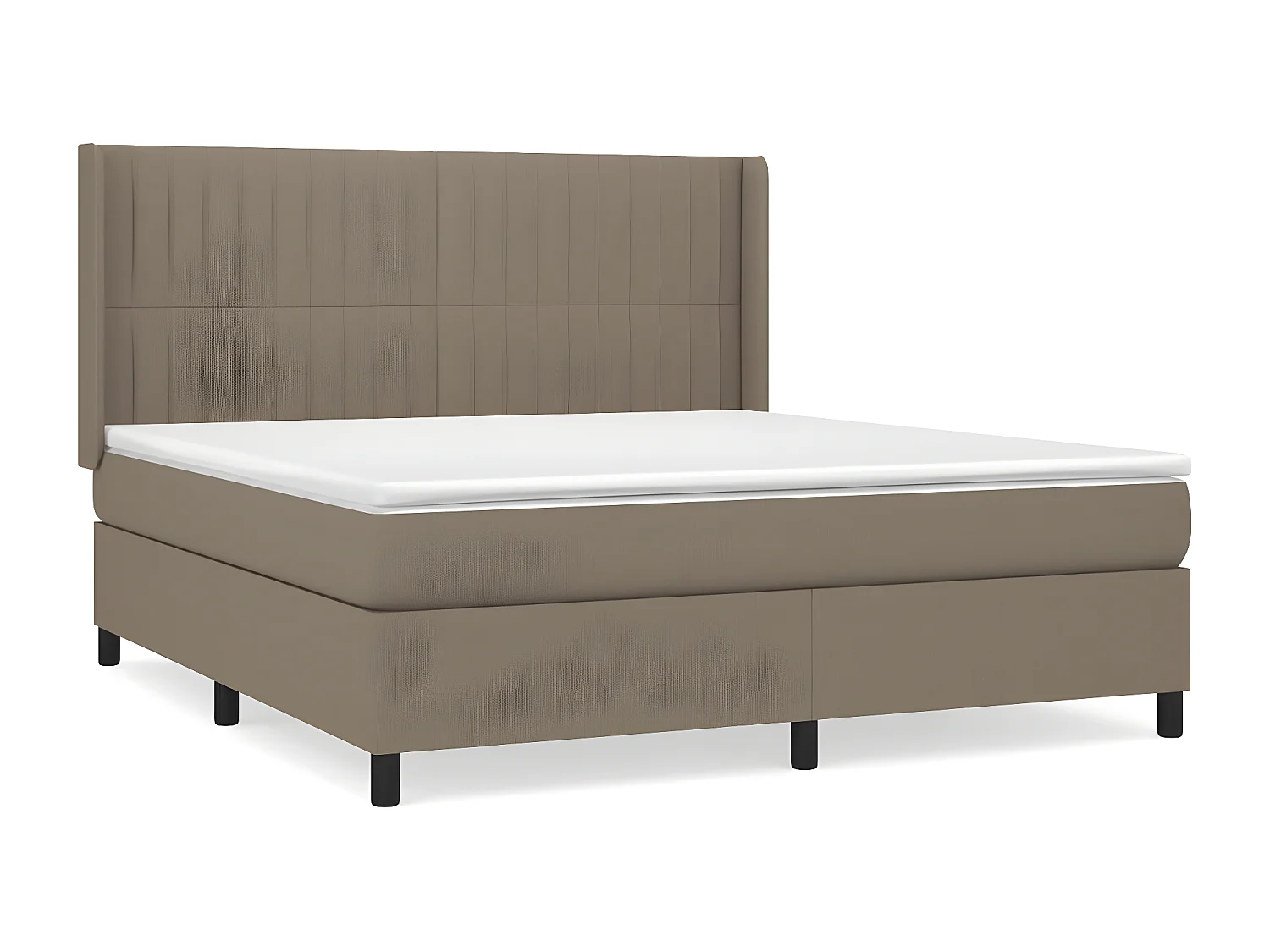 Cama box spring con colchón tela gris taupe 180x200 cm