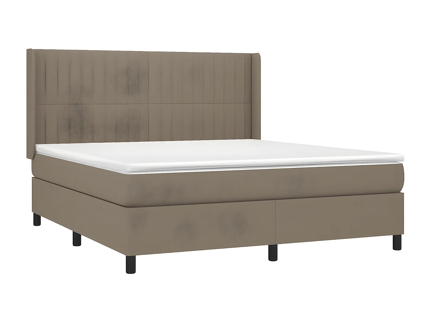 Cama box spring con colchón tela gris taupe 180x200 cm