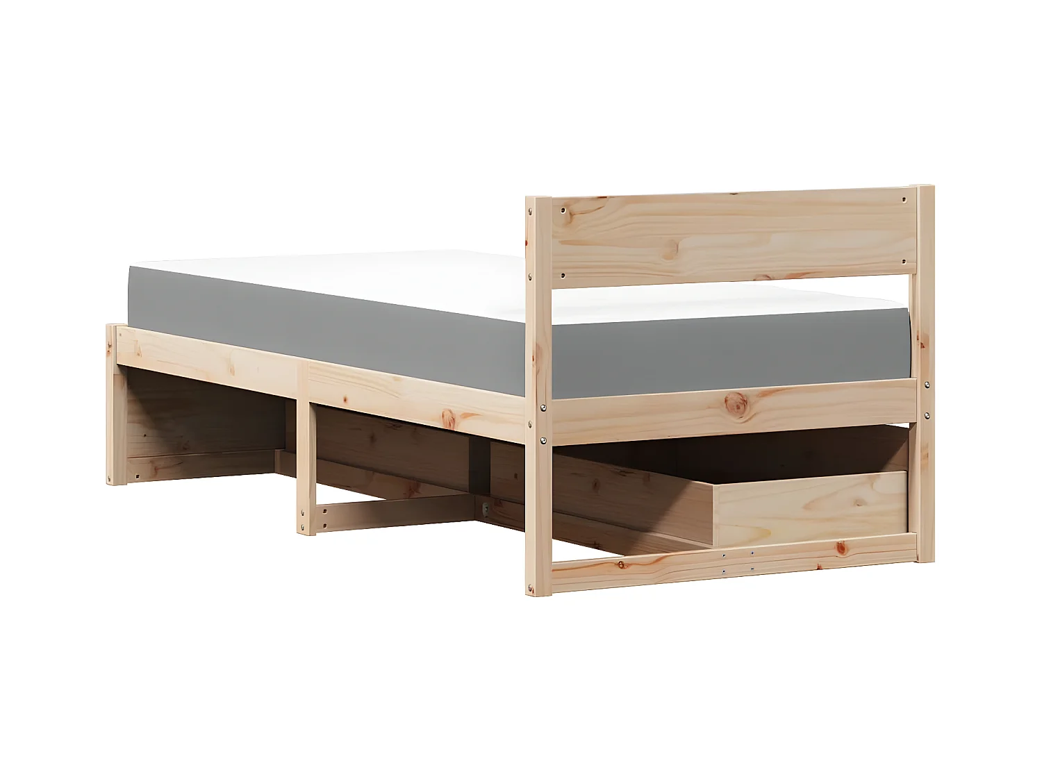 Cama con cajones y colchón madera maciza de pino 90x200 cm