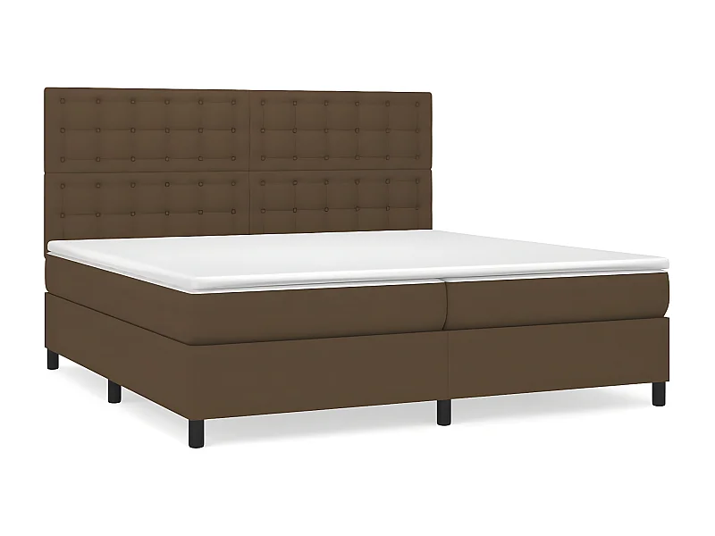 Cama box spring con colchón tela marrón oscuro 200x200 cm