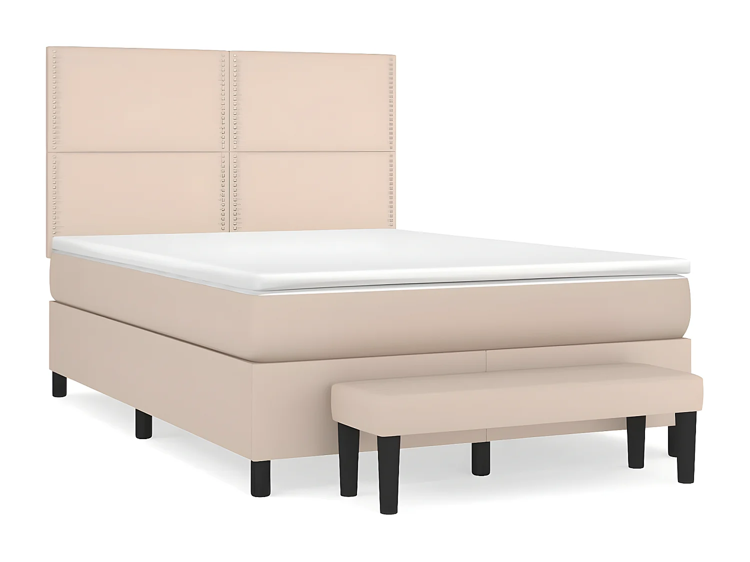 Cama box spring con colchón cuero sintético capuchino 140x200cm