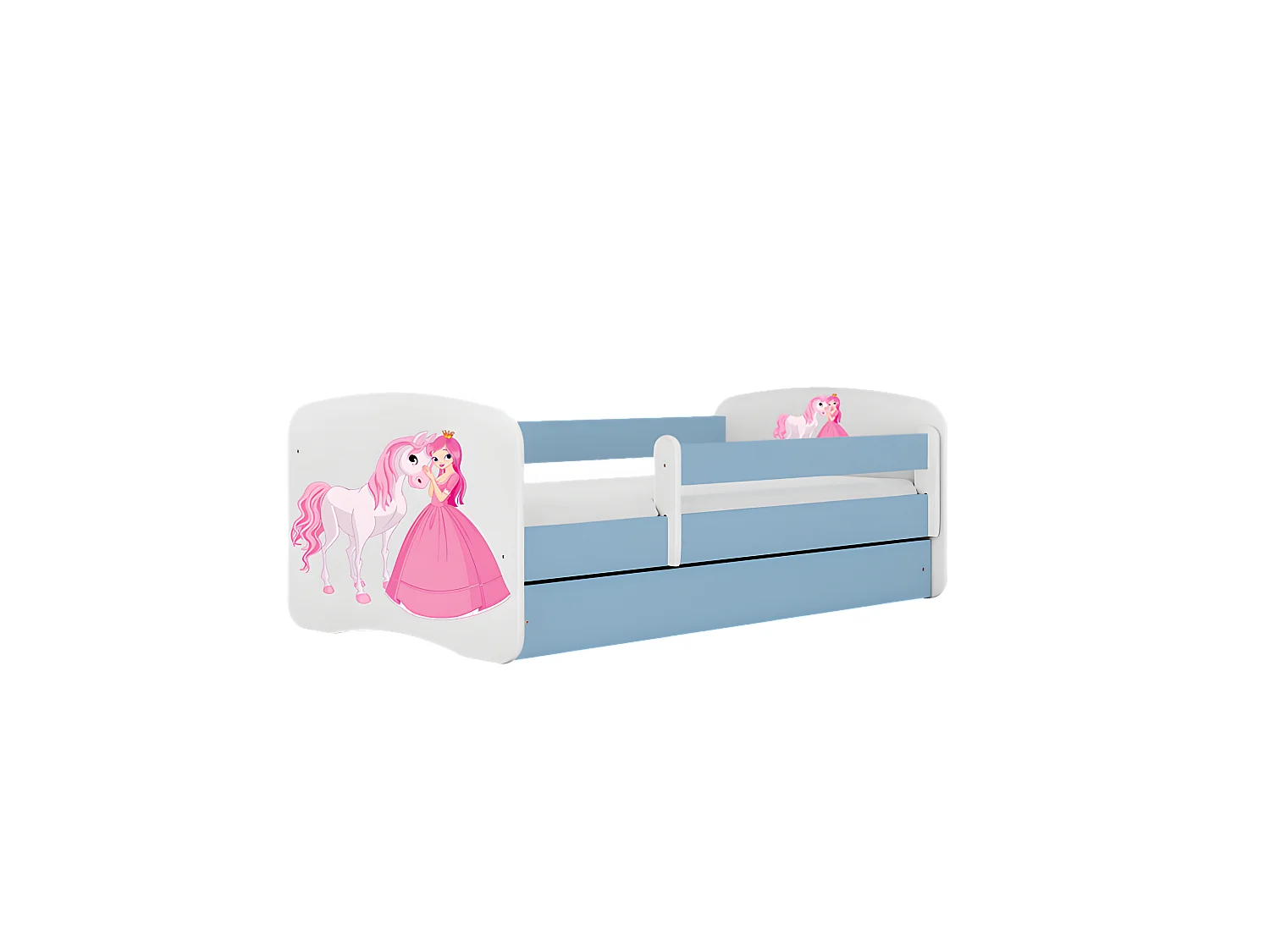 Lit babydreams bleu princesse cheval sans tiroir avec matelas 180/80