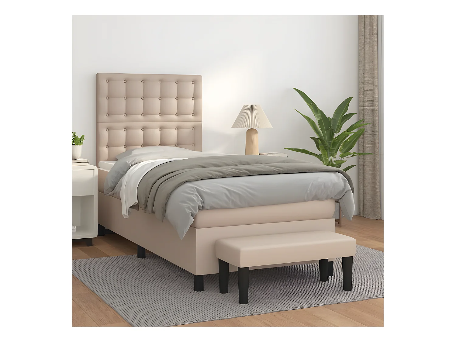 Lit à sommier tapissier avec matelas Cappuccino 90x200 cm