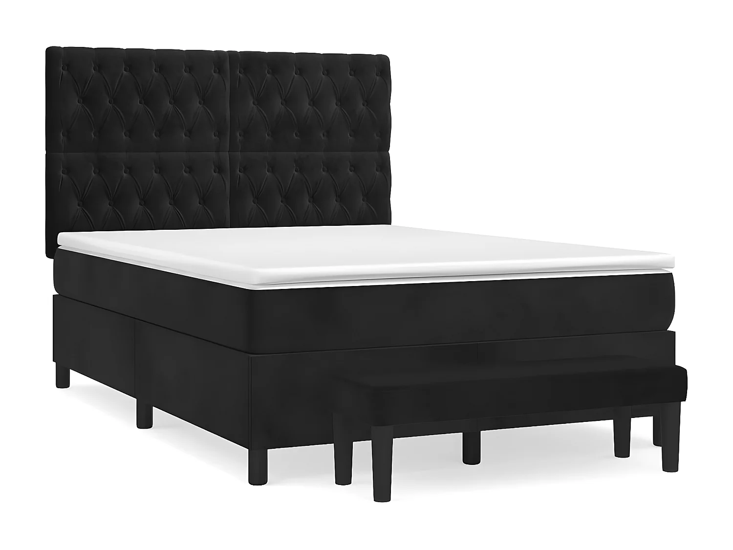 Lit à sommier tapissier avec matelas Noir 140x190 cm Velours