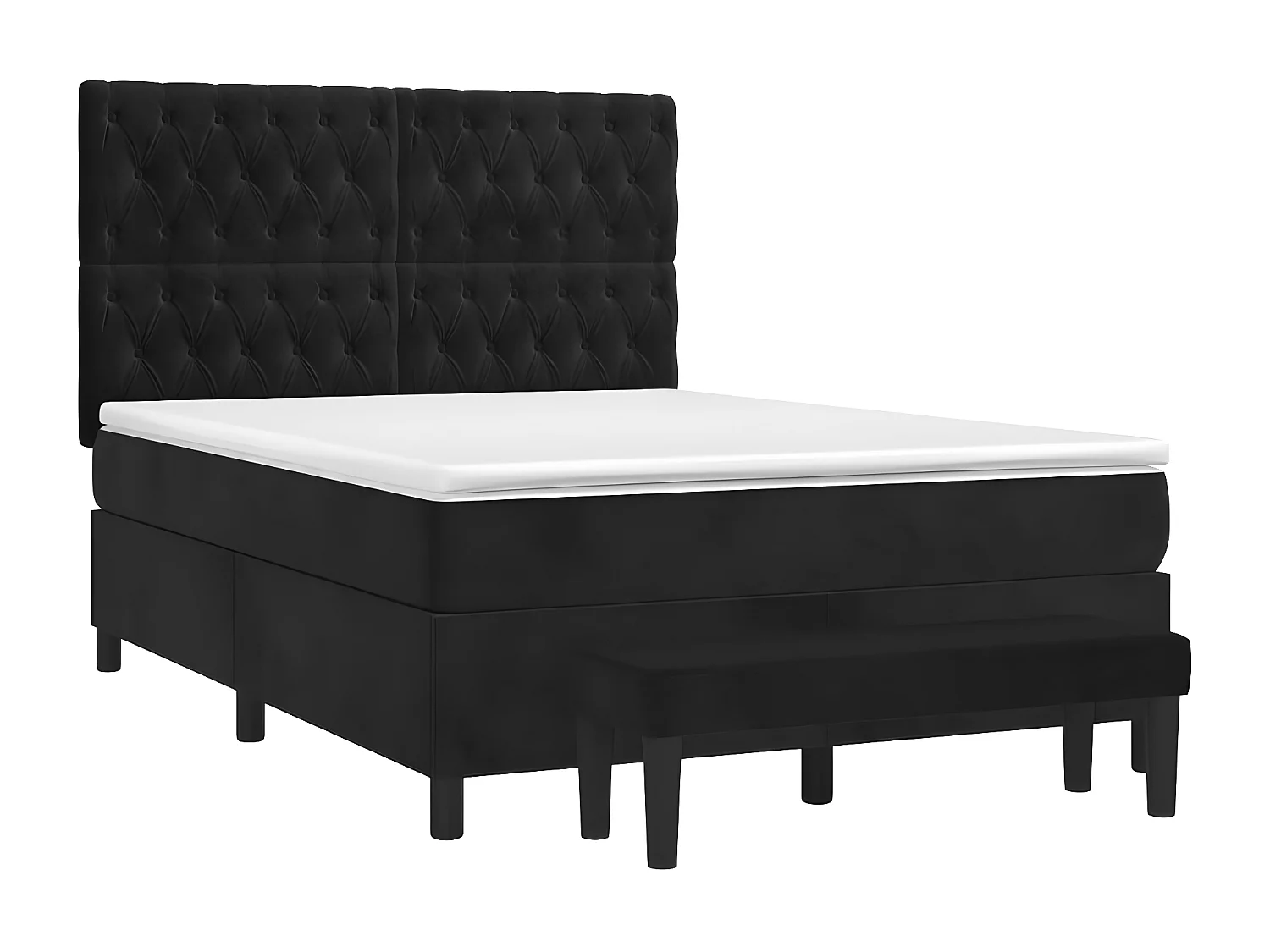 Lit à sommier tapissier avec matelas Noir 140x190 cm Velours