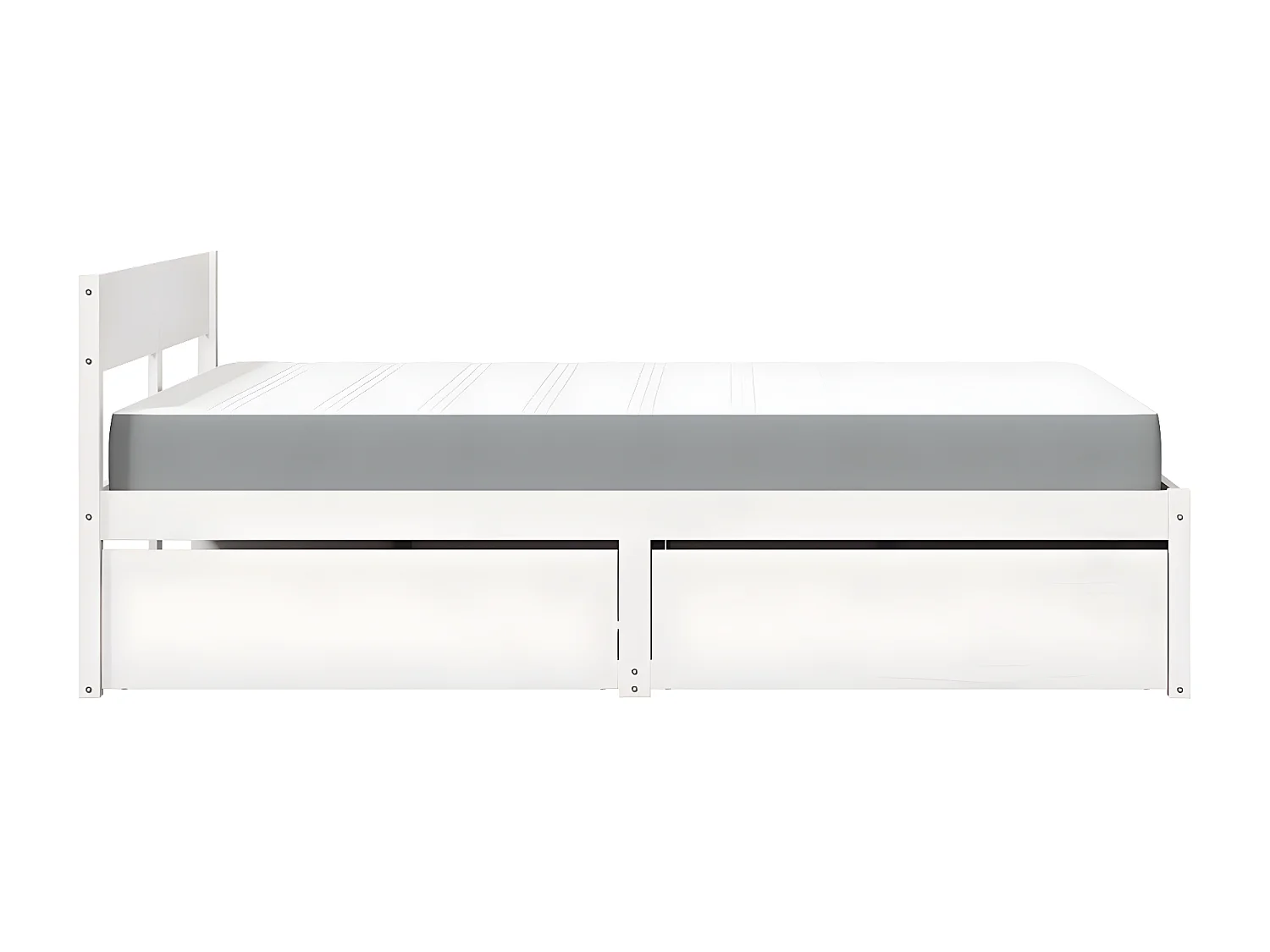 Lit avec tiroirs et matelas blanc 120x190 cm bois massif de pin