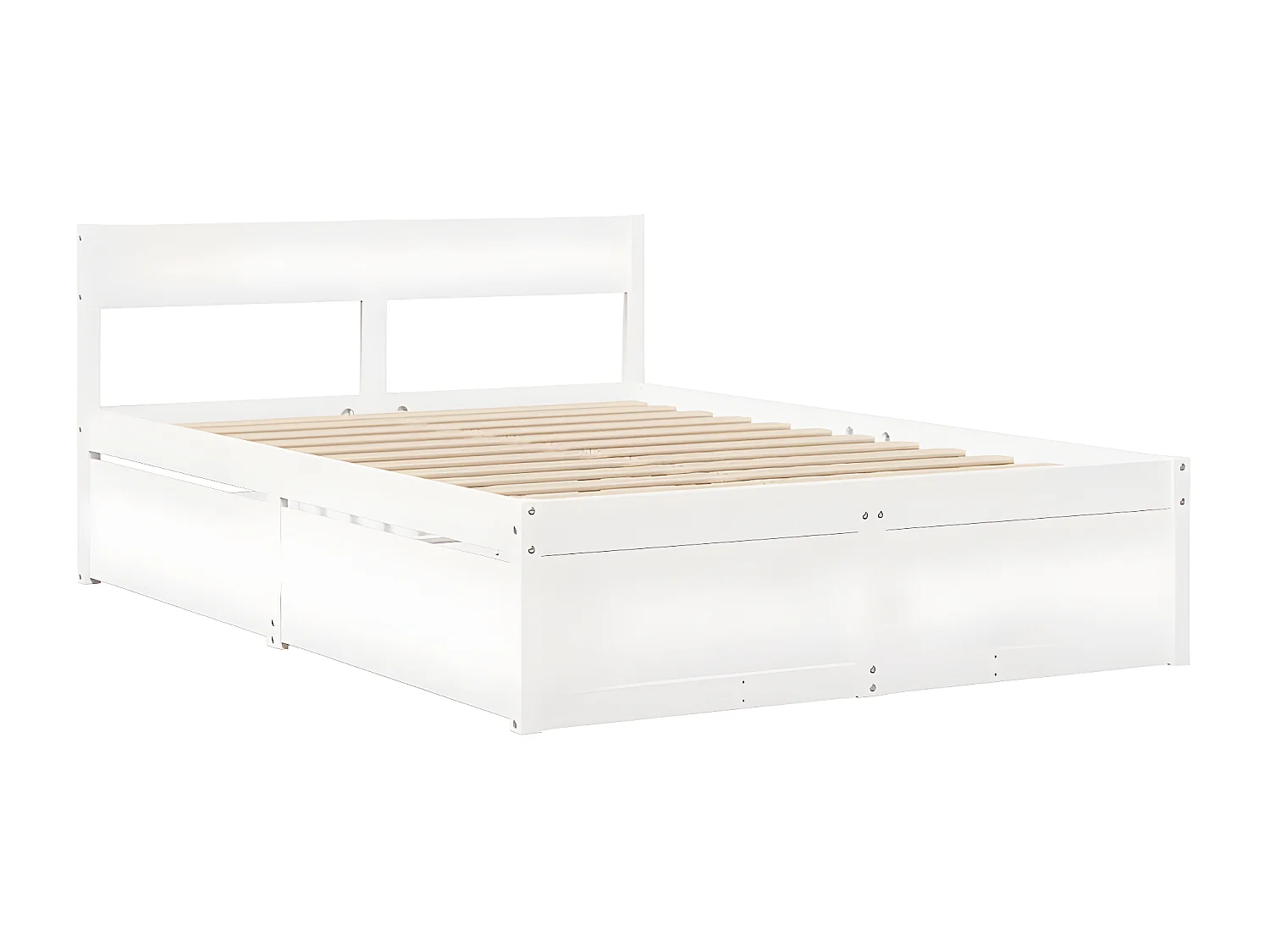 Cama con cajones y colchón madera maciza pino blanco 120x190 cm