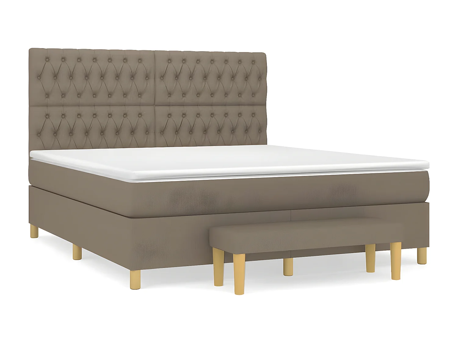 Lit à sommier tapissier avec matelas Taupe 180x200 cm Tissu