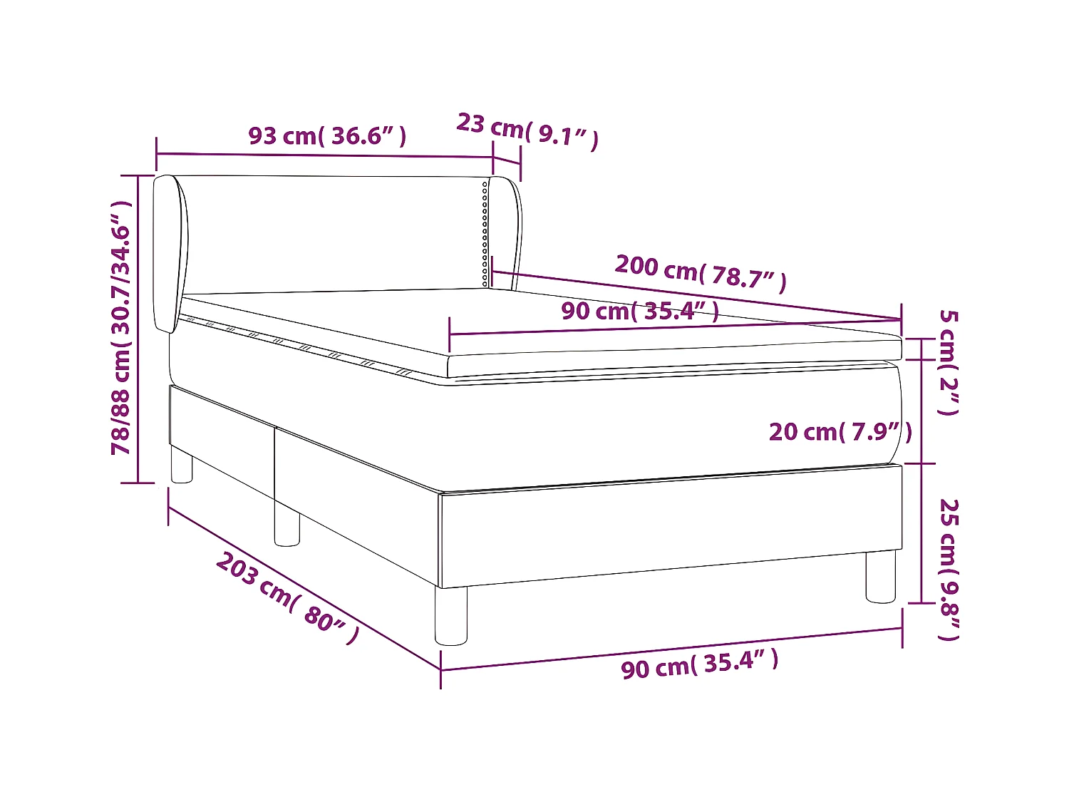 Lit à sommier tapissier avec matelas Vert foncé 90x200 cm