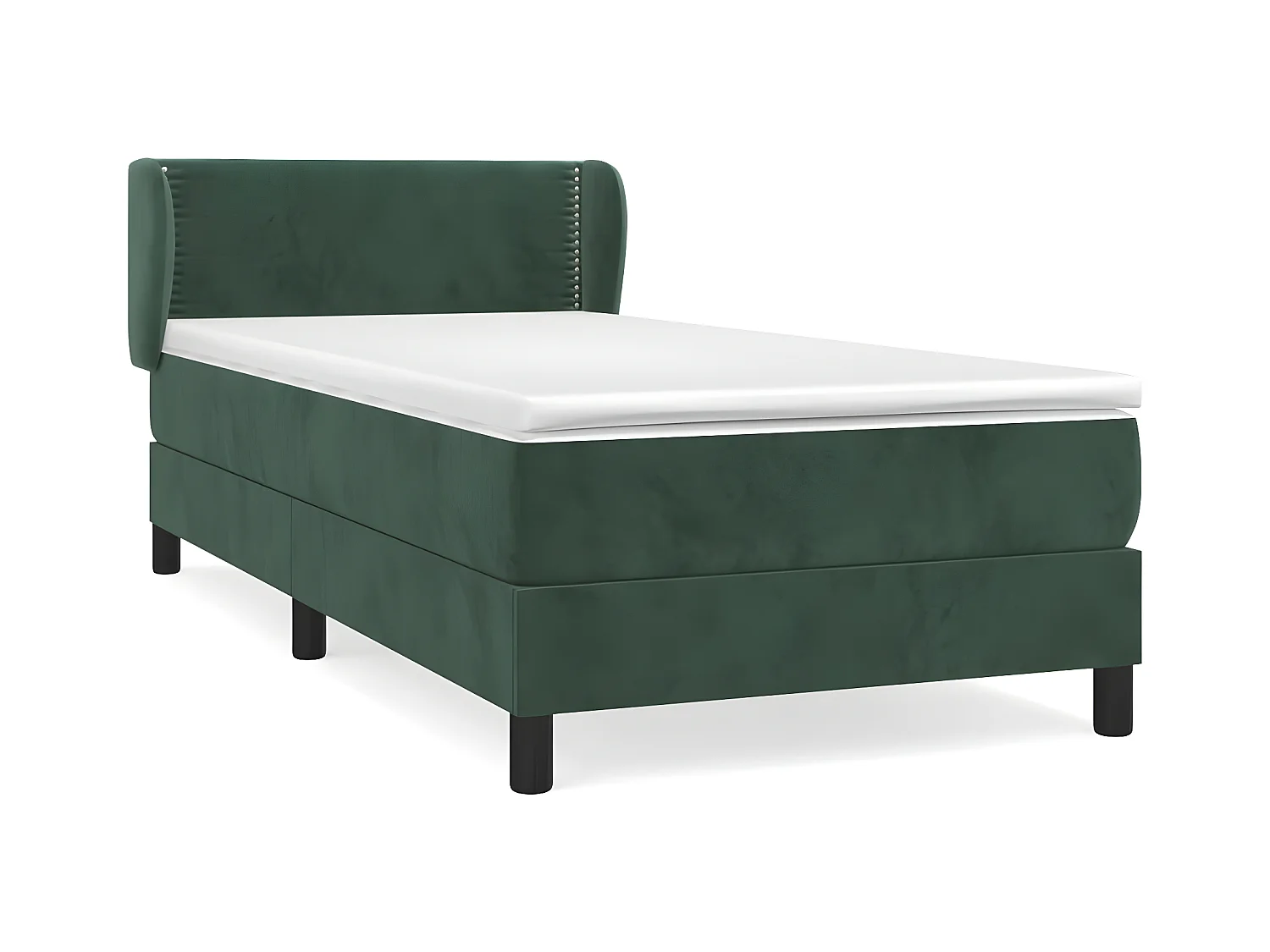 Lit à sommier tapissier avec matelas Vert foncé 90x200 cm