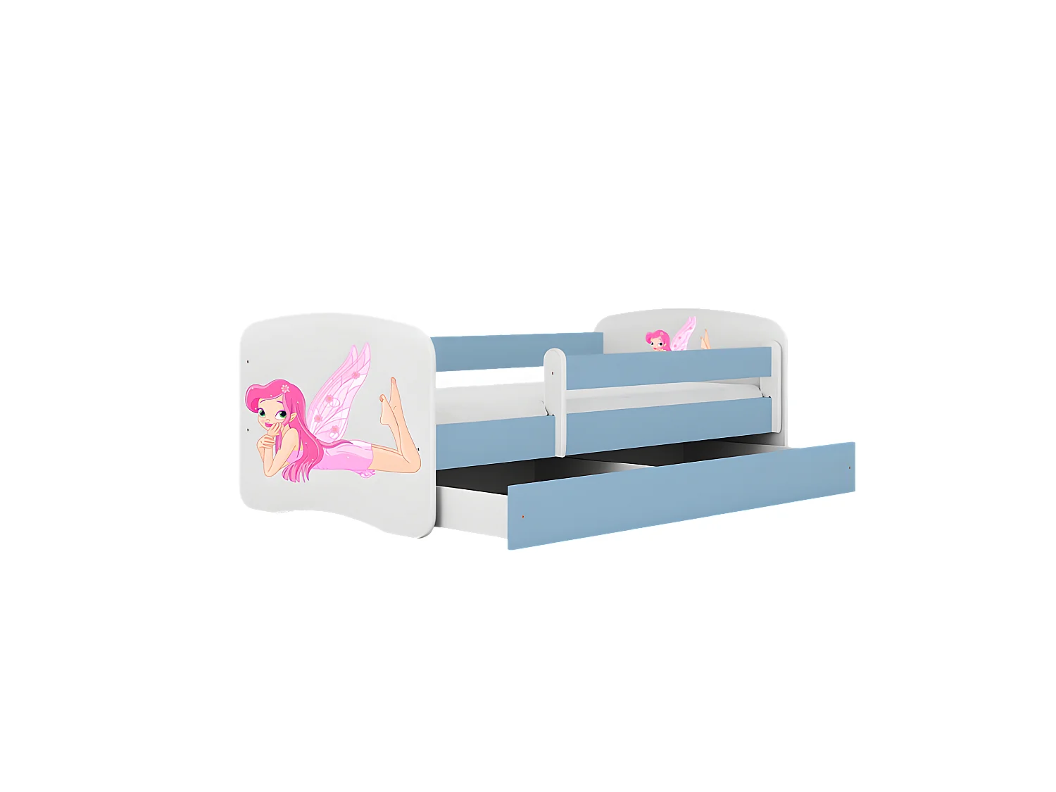 Lit babydreams fée bleue avec ailes sans tiroir sans matelas 140/70