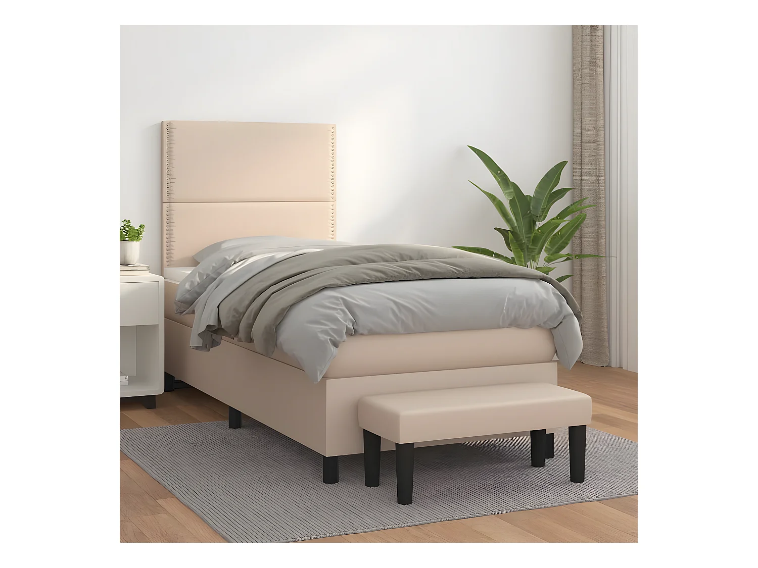 Lit à sommier tapissier avec matelas Cappuccino 90x190 cm
