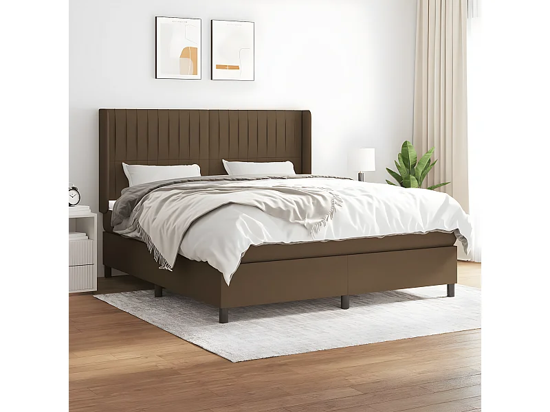 Lit à sommier tapissier avec matelas Marron foncé 160x200 cm