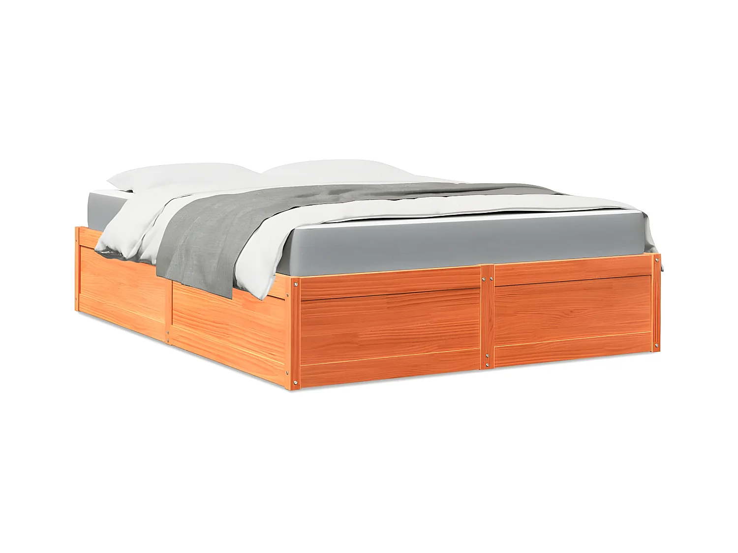 Lit avec matelas cire marron 160x200 cm bois de pin massif