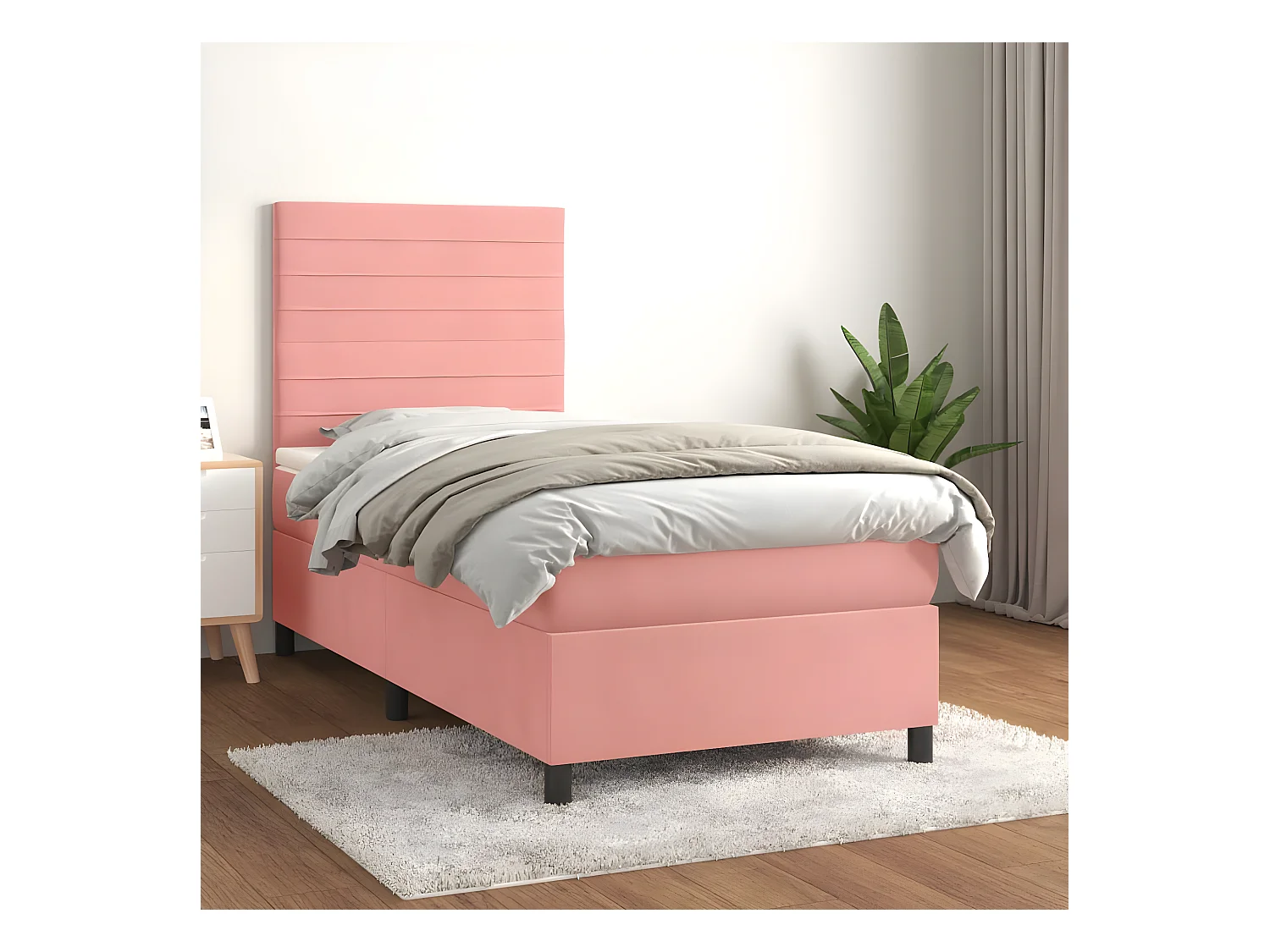 Lit à sommier tapissier avec matelas Rose 90x190 cm Velours