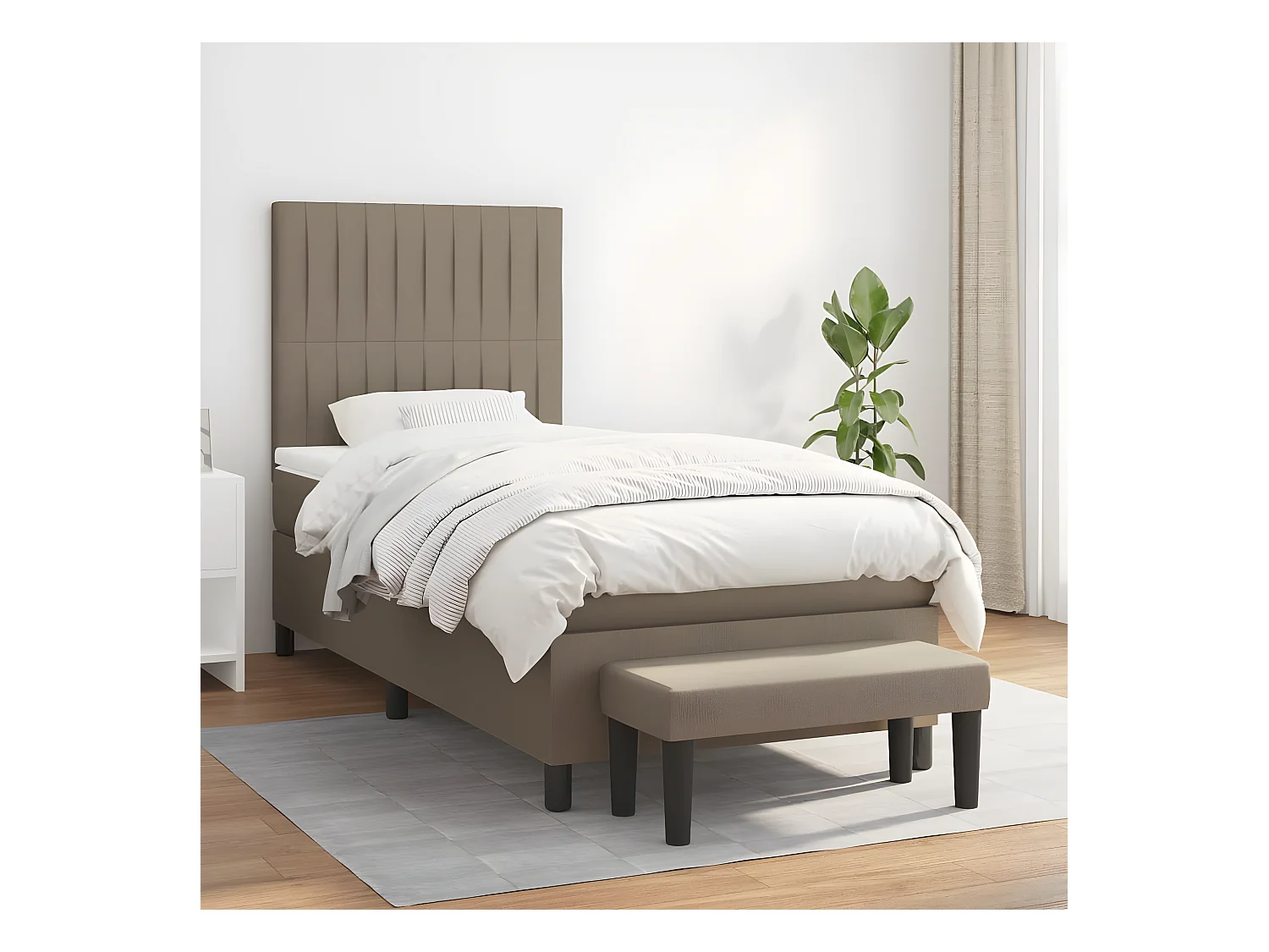Lit à sommier tapissier avec matelas Taupe 100x200 cm Tissu
