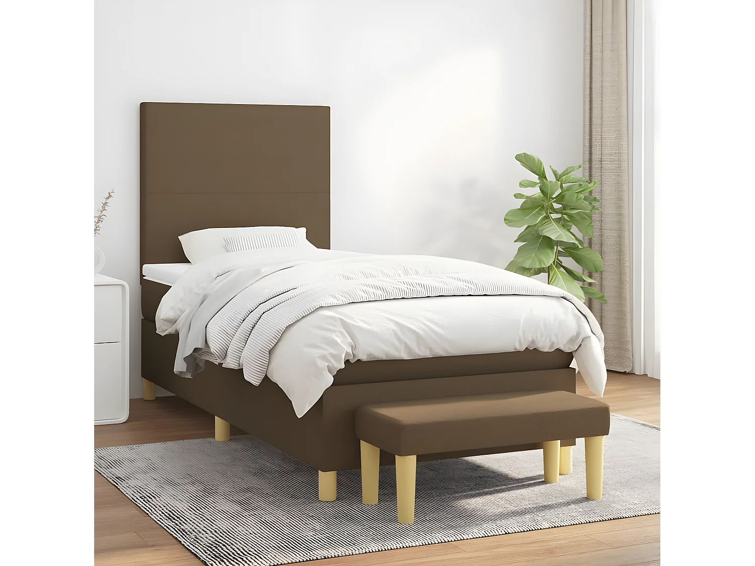 Lit à sommier tapissier avec matelas Marron foncé 90x190 cm