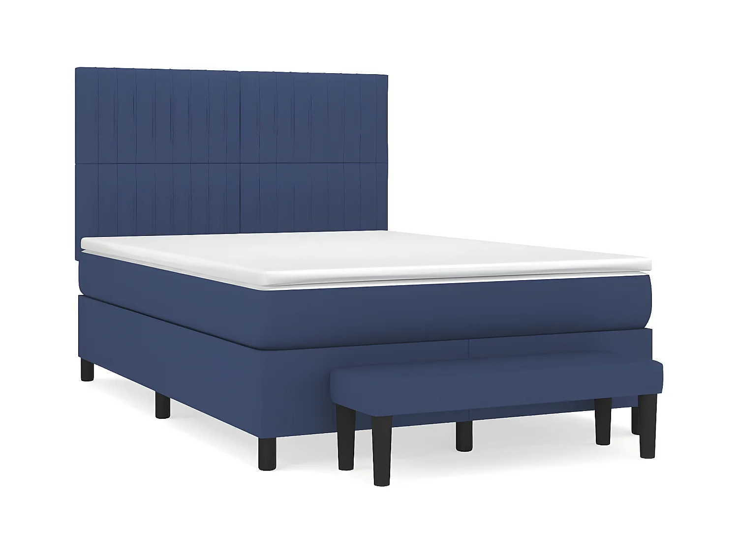 Cama box spring con colchón tela azul 140x200 cm